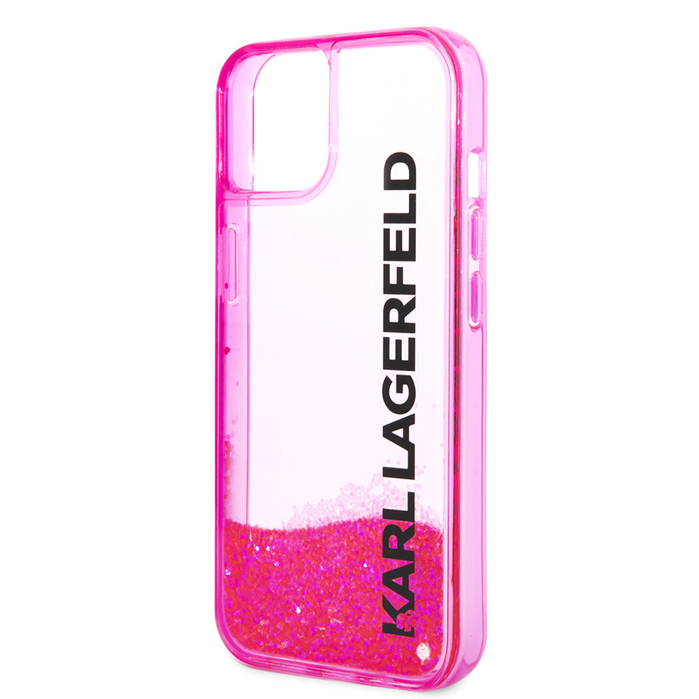 Capa para Apple iPhone 14 Plus, Karl Lagerfeld, Liquid Glitter KL Logo, Rosa