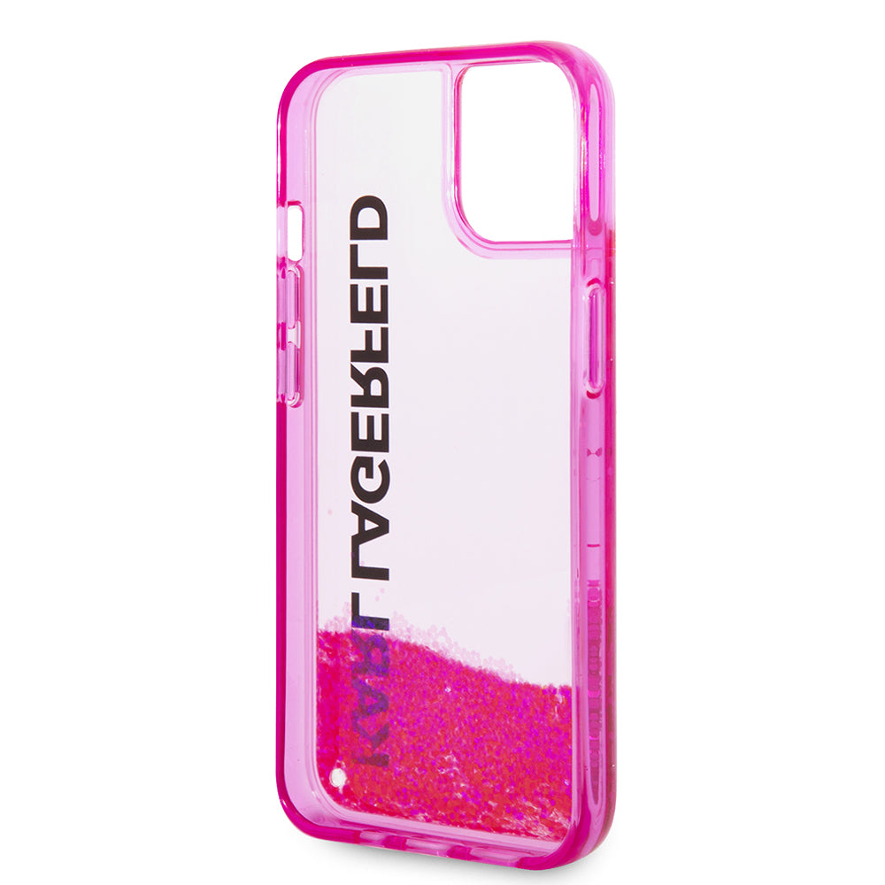 Capa para Apple iPhone 14 Plus, Karl Lagerfeld, Liquid Glitter KL Logo, Rosa