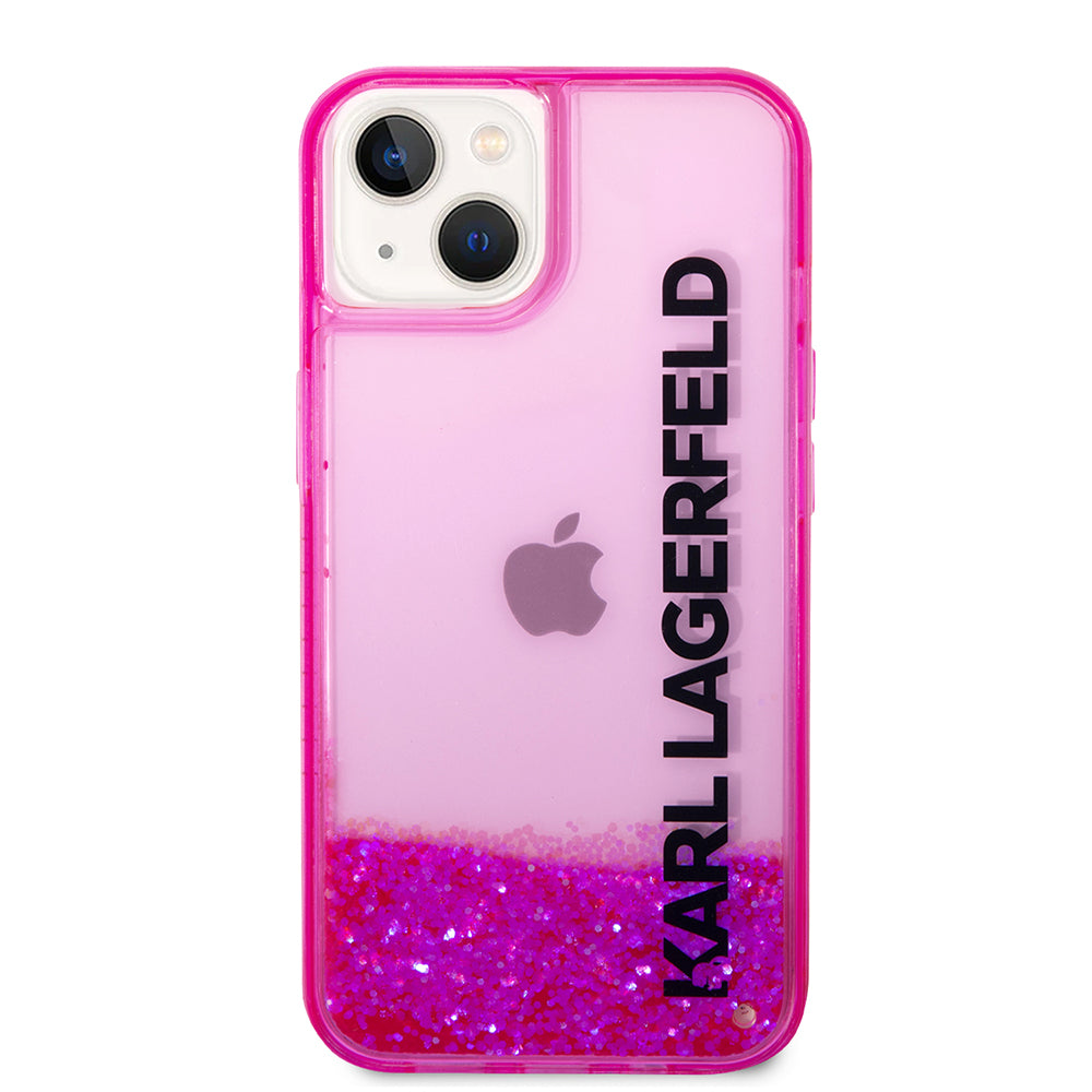 Capa para Apple iPhone 14 Plus, Karl Lagerfeld, Liquid Glitter KL Logo, Rosa