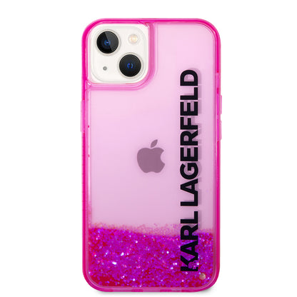 Capa para Apple iPhone 14 Plus, Karl Lagerfeld, Liquid Glitter KL Logo, Rosa