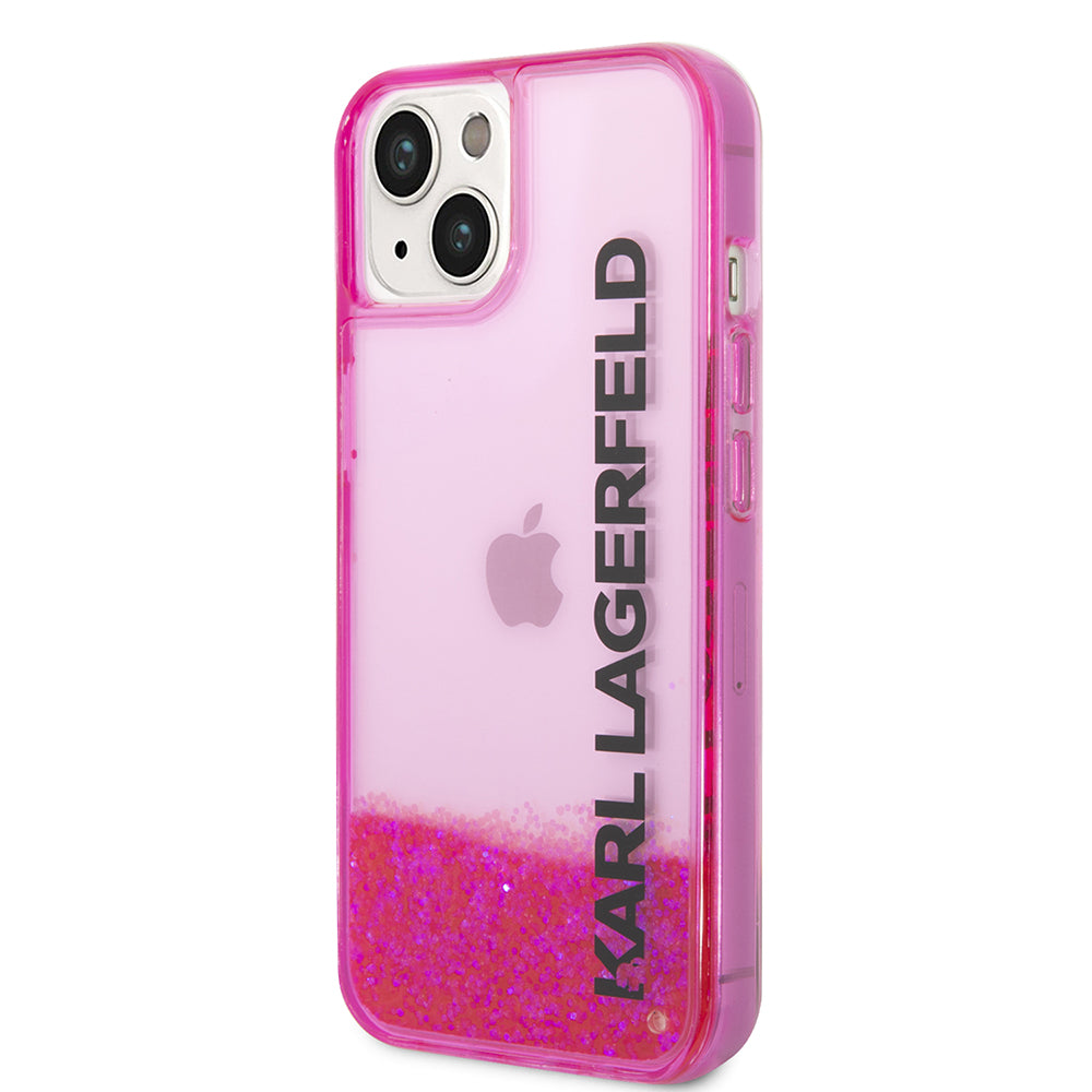 Capa para Apple iPhone 14 Plus, Karl Lagerfeld, Liquid Glitter KL Logo, Rosa