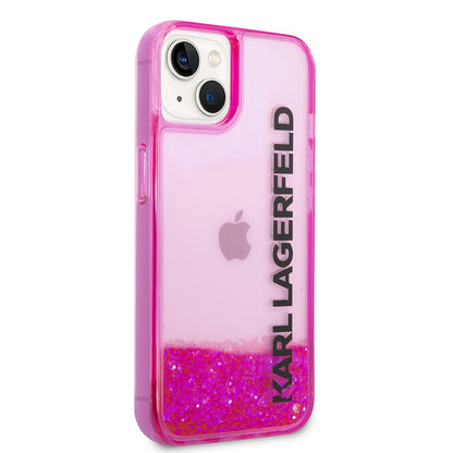 Capa para Apple iPhone 14 Plus, Karl Lagerfeld, Liquid Glitter KL Logo, Rosa