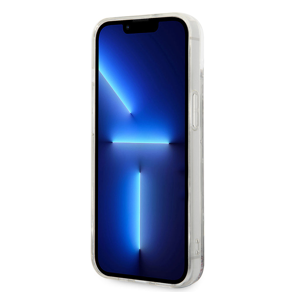 Capa para Apple iPhone 14 Plus, Karl Lagerfeld, Liquid Glitter Monogram, Prateada.