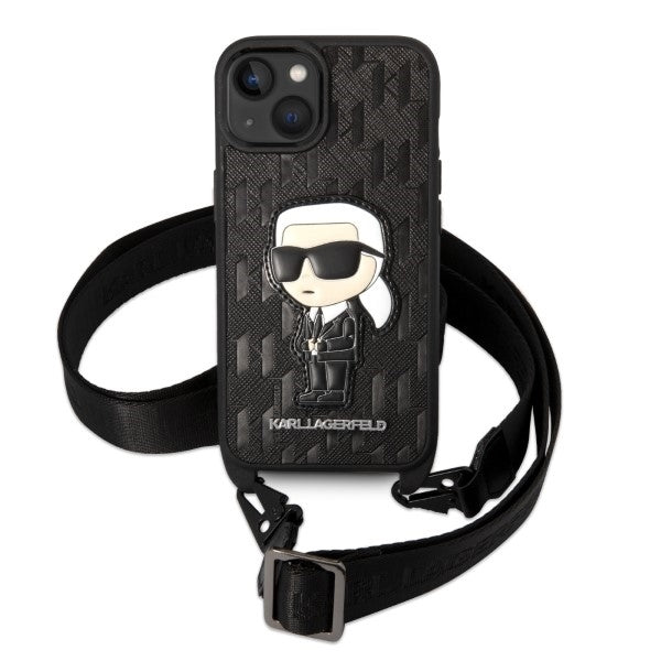 Capa para Apple iPhone 14 Plus, Karl Lagerfeld, Monogram Ikonik Karl, Branca.
