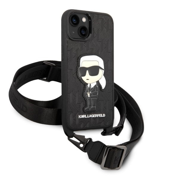 Capa para Apple iPhone 14 Plus, Karl Lagerfeld, Monogram Ikonik Karl, Branca.