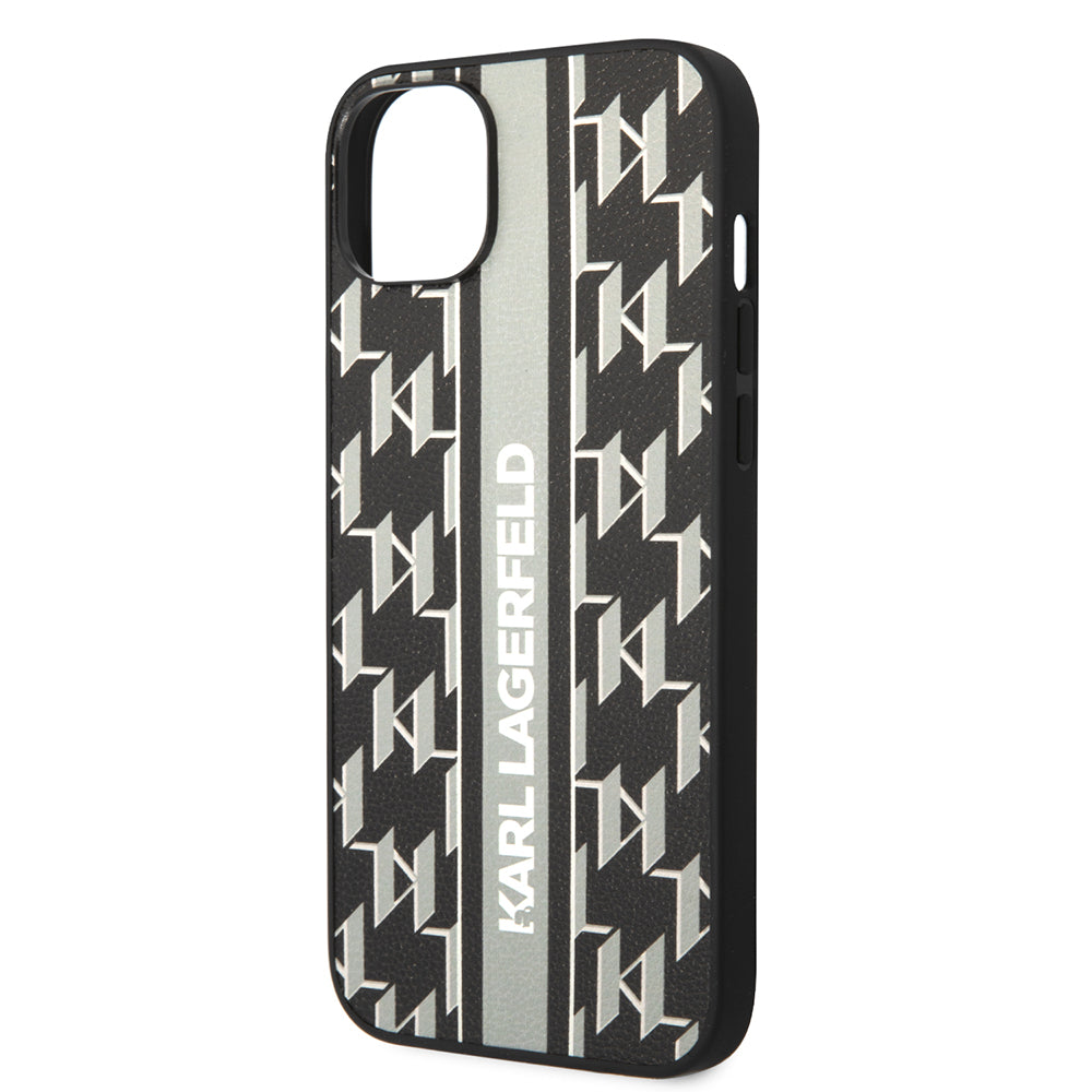 Capa para Apple iPhone 14 Plus, Karl Lagerfeld, Monogram Stripe, Cinza