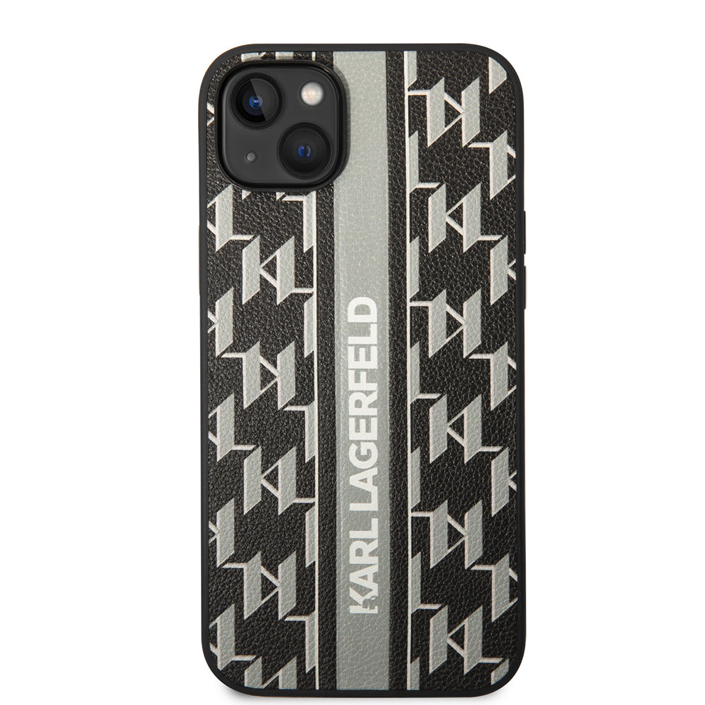 Capa para Apple iPhone 14 Plus, Karl Lagerfeld, Monogram Stripe, Cinza