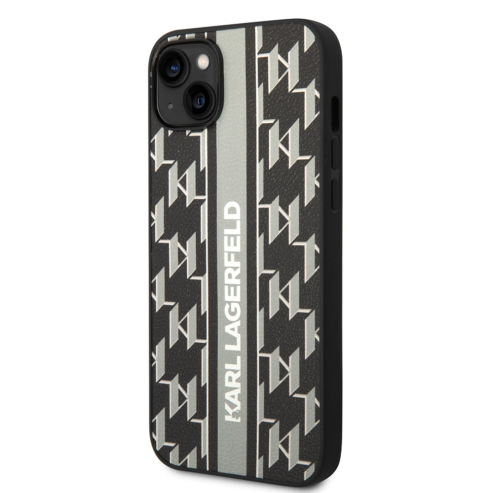 Capa para Apple iPhone 14 Plus, Karl Lagerfeld, Monogram Stripe, Cinza