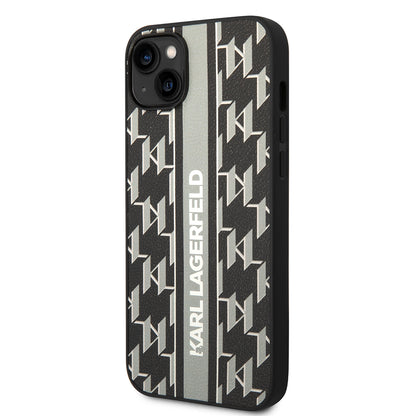 Capa para Apple iPhone 14 Plus, Karl Lagerfeld, Monogram Stripe, Cinza