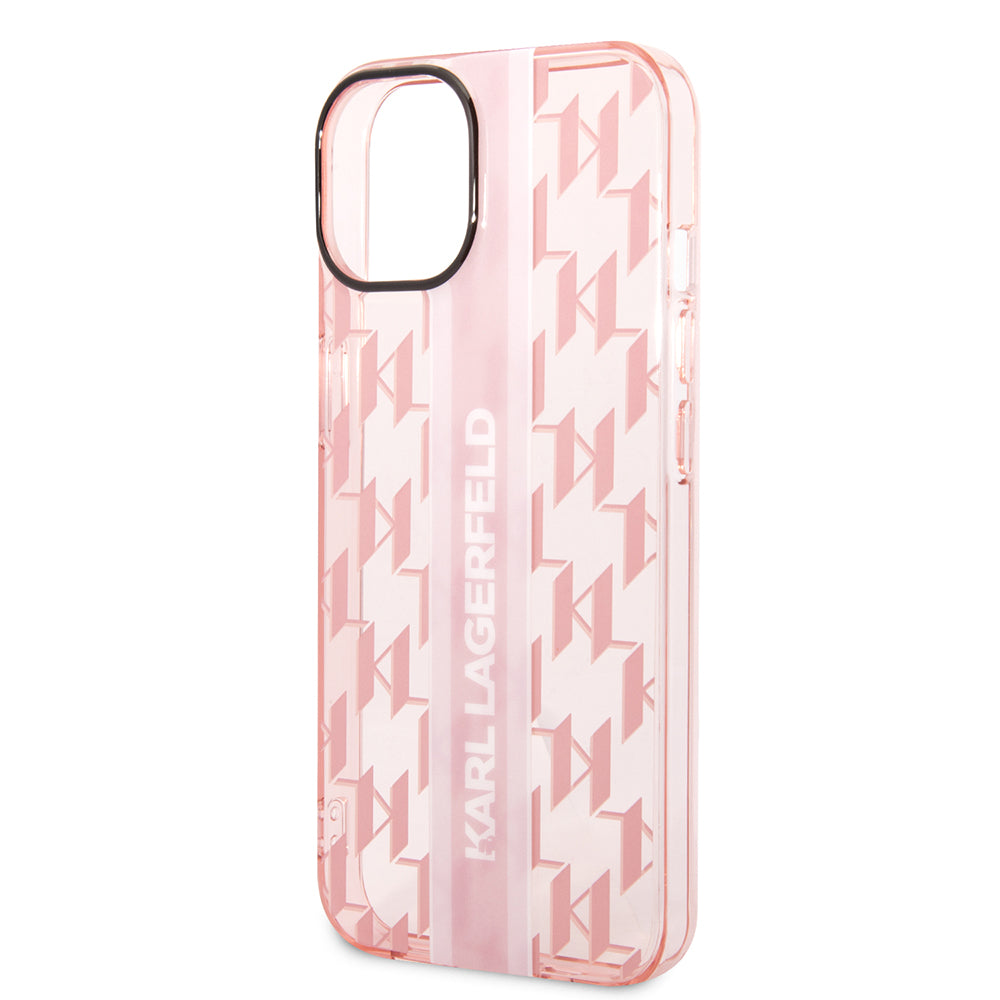 Capa para Apple iPhone 14 Plus, Karl Lagerfeld, Monogram Stripe, Rosa