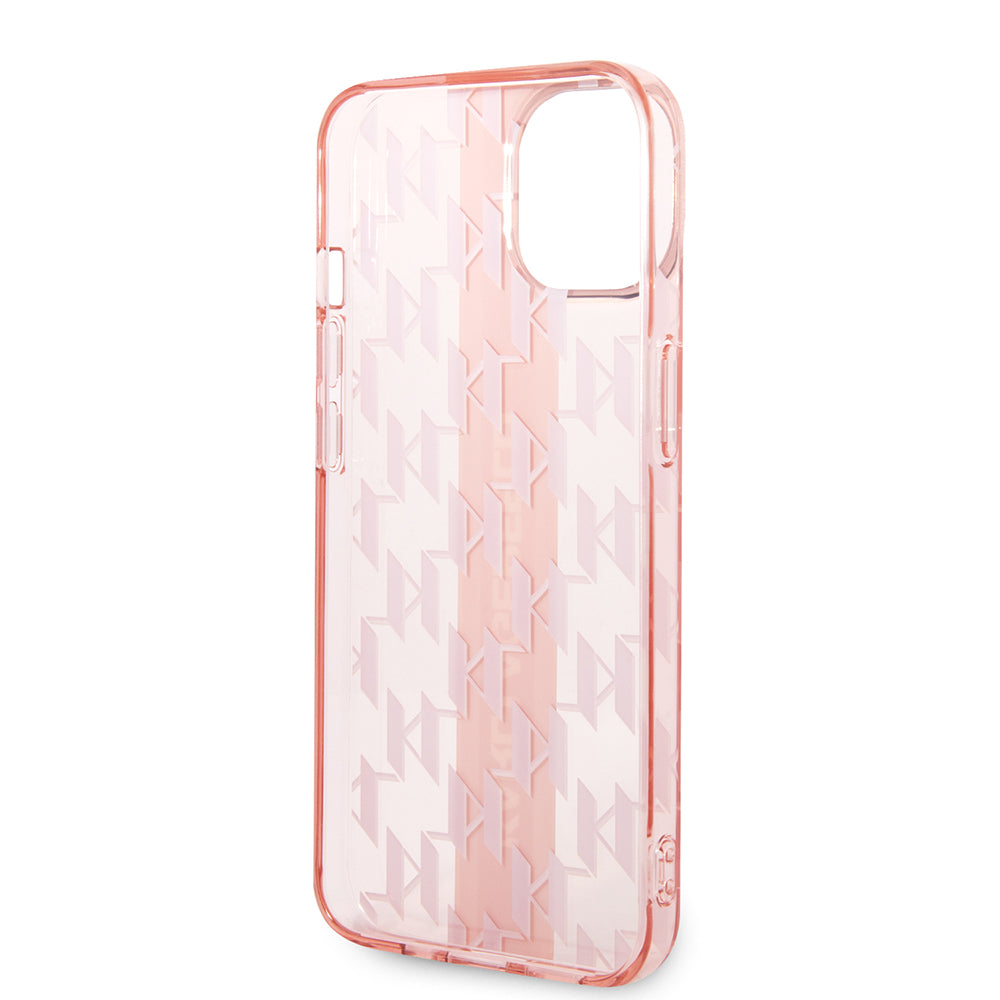 Capa para Apple iPhone 14 Plus, Karl Lagerfeld, Monogram Stripe, Rosa