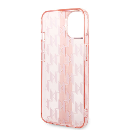Capa para Apple iPhone 14 Plus, Karl Lagerfeld, Monogram Stripe, Rosa