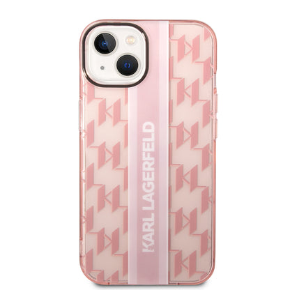 Capa para Apple iPhone 14 Plus, Karl Lagerfeld, Monogram Stripe, Rosa