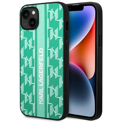 Capa para Apple iPhone 14 Plus, Karl Lagerfeld, Monogram Stripe, Verde