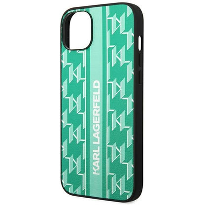 Capa para Apple iPhone 14 Plus, Karl Lagerfeld, Monogram Stripe, Verde