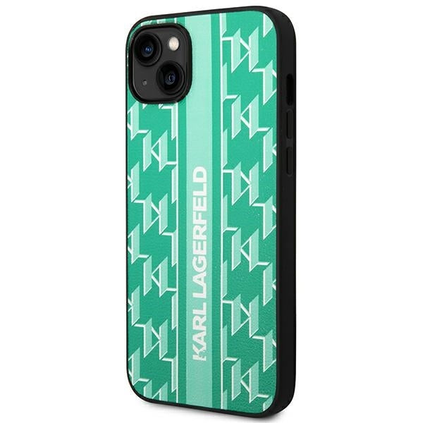 Capa para Apple iPhone 14 Plus, Karl Lagerfeld, Monogram Stripe, Verde