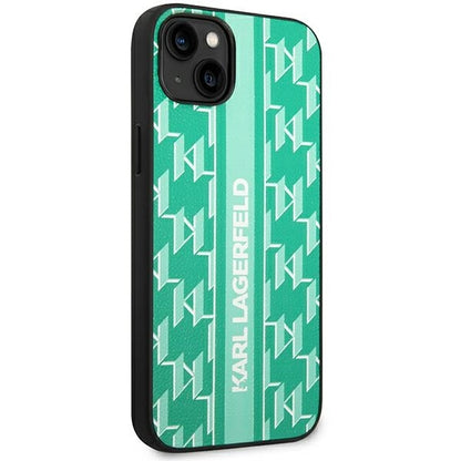 Capa para Apple iPhone 14 Plus, Karl Lagerfeld, Monogram Stripe, Verde