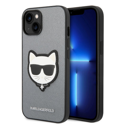 Capa para Apple iPhone 14 Plus, Karl Lagerfeld, Saffiano Choupette's Head, Prateada