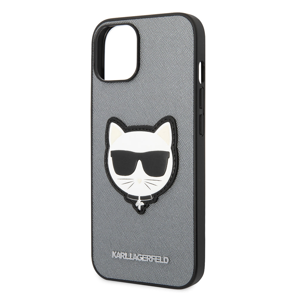 Capa para Apple iPhone 14 Plus, Karl Lagerfeld, Saffiano Choupette's Head, Prateada