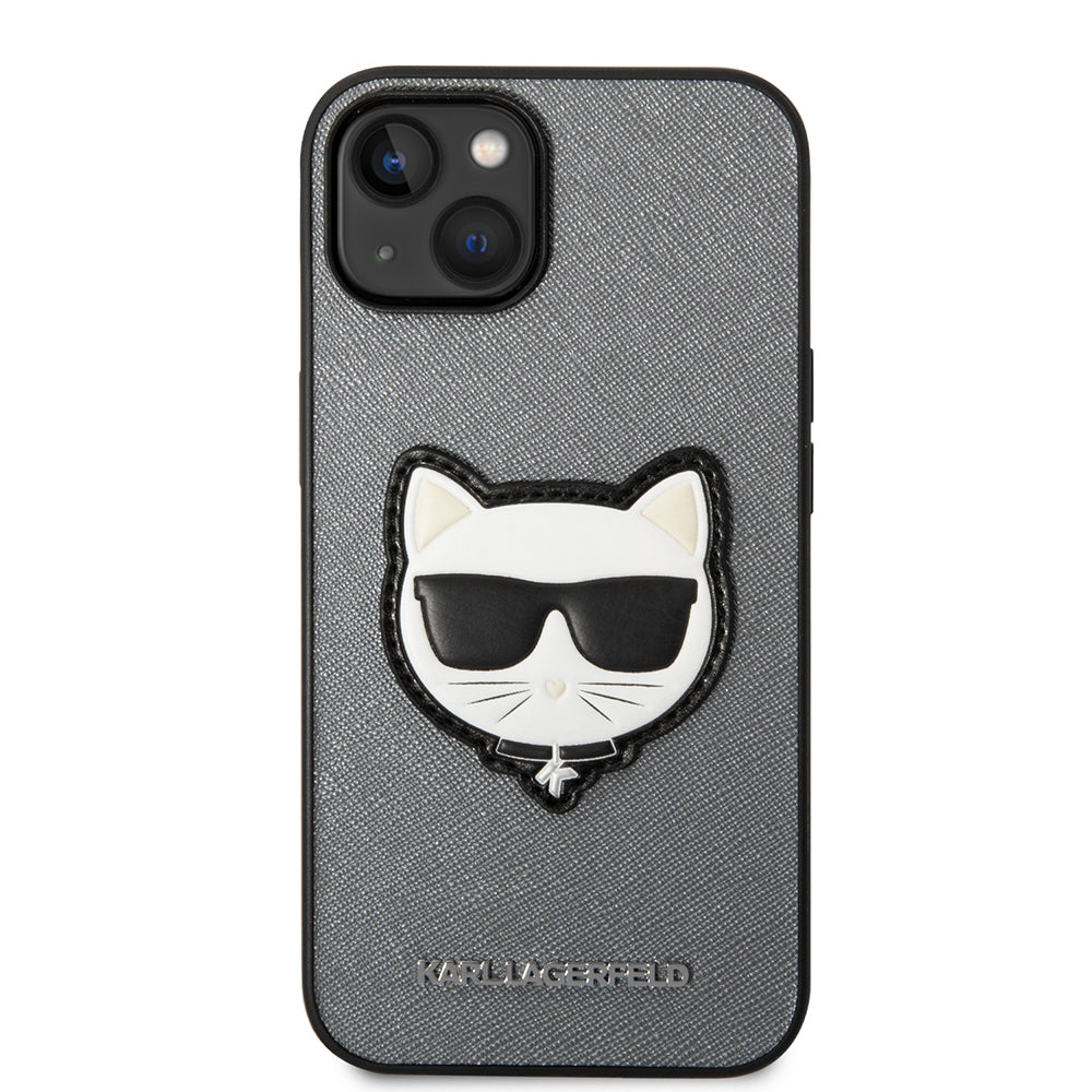 Capa para Apple iPhone 14 Plus, Karl Lagerfeld, Saffiano Choupette's Head, Prateada