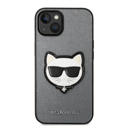 Capa para Apple iPhone 14 Plus, Karl Lagerfeld, Saffiano Choupette's Head, Prateada