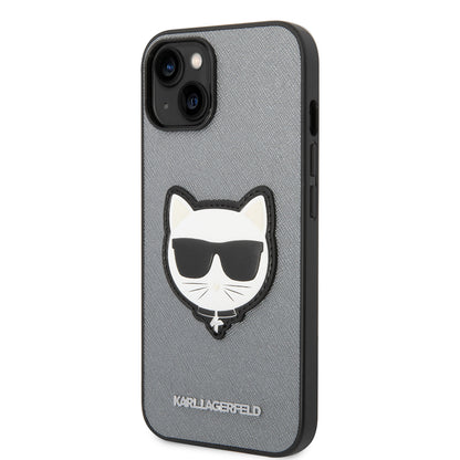 Capa para Apple iPhone 14 Plus, Karl Lagerfeld, Saffiano Choupette's Head, Prateada