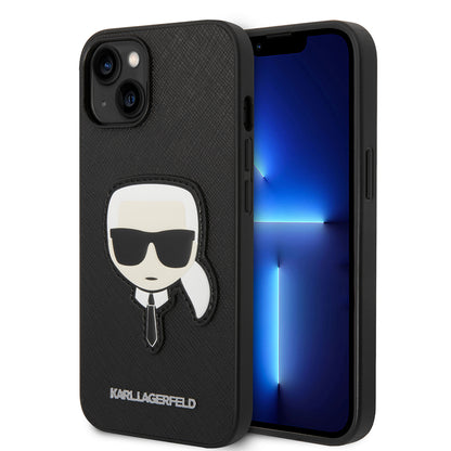 Capa para Apple iPhone 14 Plus, Karl Lagerfeld, Saffiano Karl's Head, Preta