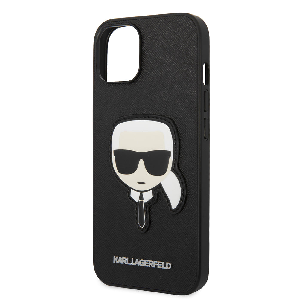 Capa para Apple iPhone 14 Plus, Karl Lagerfeld, Saffiano Karl's Head, Preta