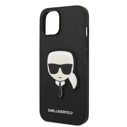 Capa para Apple iPhone 14 Plus, Karl Lagerfeld, Saffiano Karl's Head, Preta