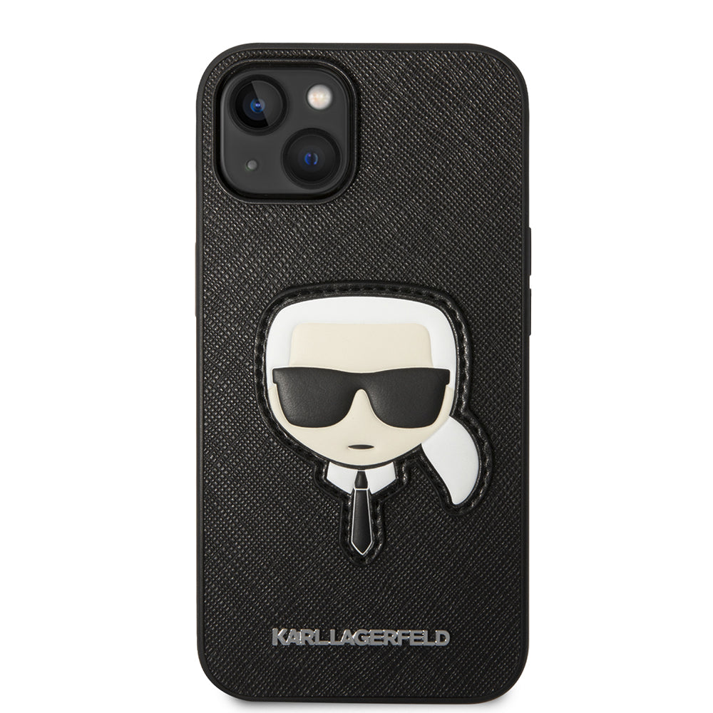Capa para Apple iPhone 14 Plus, Karl Lagerfeld, Saffiano Karl's Head, Preta