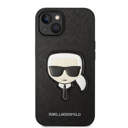 Capa para Apple iPhone 14 Plus, Karl Lagerfeld, Saffiano Karl's Head, Preta