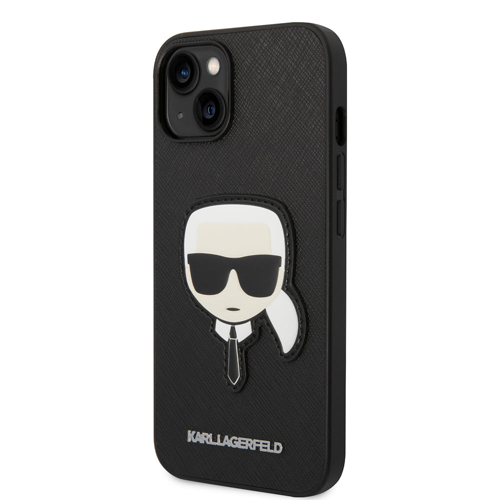 Capa para Apple iPhone 14 Plus, Karl Lagerfeld, Saffiano Karl's Head, Preta