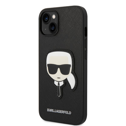 Capa para Apple iPhone 14 Plus, Karl Lagerfeld, Saffiano Karl's Head, Preta