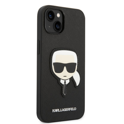 Capa para Apple iPhone 14 Plus, Karl Lagerfeld, Saffiano Karl's Head, Preta