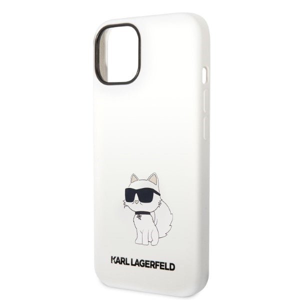 Capa para Apple iPhone 14 Plus, Karl Lagerfeld, Silicone Choupette, Branca