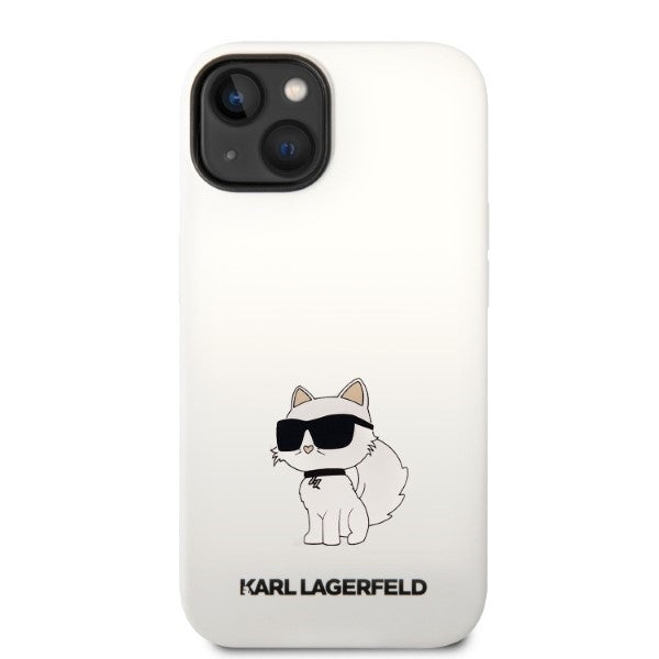 Capa para Apple iPhone 14 Plus, Karl Lagerfeld, Silicone Choupette, Branca
