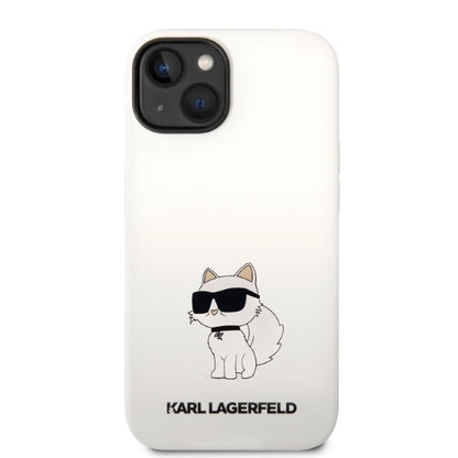 Capa para Apple iPhone 14 Plus, Karl Lagerfeld, Silicone Choupette, Branca