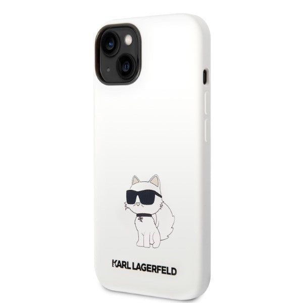Capa para Apple iPhone 14 Plus, Karl Lagerfeld, Silicone Choupette, Branca