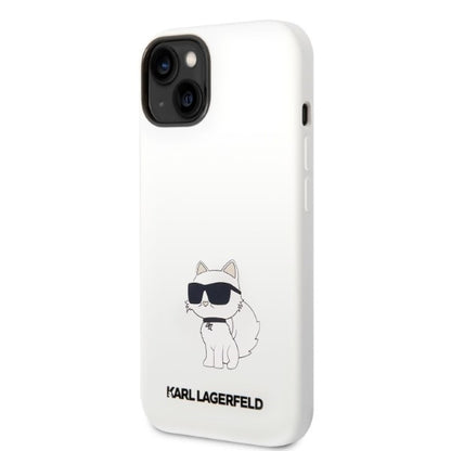 Capa para Apple iPhone 14 Plus, Karl Lagerfeld, Silicone Choupette, Branca