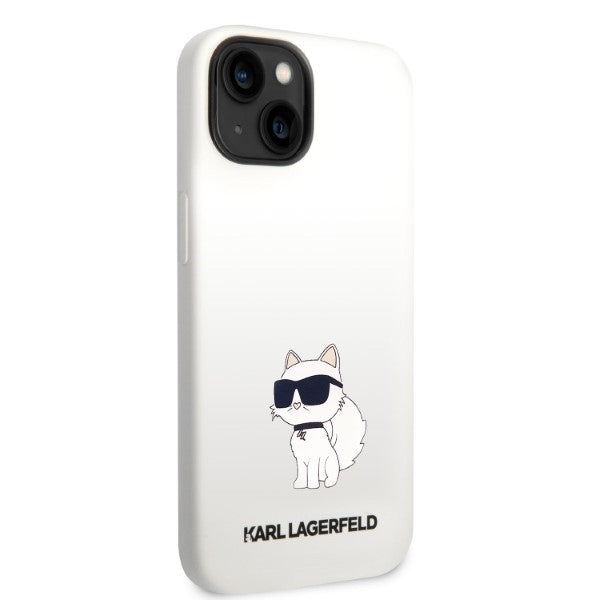 Capa para Apple iPhone 14 Plus, Karl Lagerfeld, Silicone Choupette, Branca