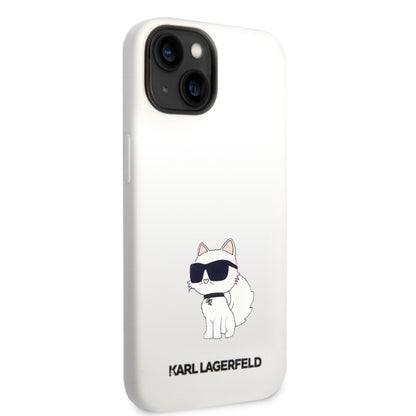 Capa para Apple iPhone 14 Plus, Karl Lagerfeld, Silicone Choupette, Branca
