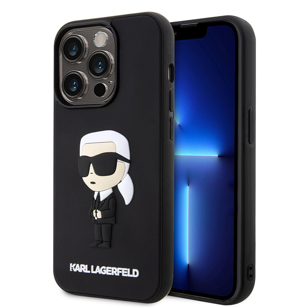 Capa para Apple iPhone 14 Pro, Karl Lagerfeld, 3D Rubber Ikonik Karl, Preta
