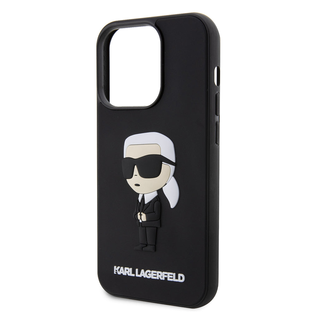 Capa para Apple iPhone 14 Pro, Karl Lagerfeld, 3D Rubber Ikonik Karl, Preta