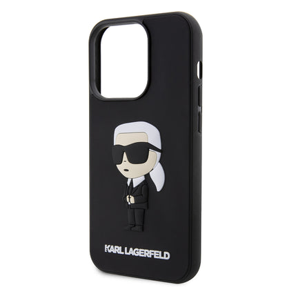 Capa para Apple iPhone 14 Pro, Karl Lagerfeld, 3D Rubber Ikonik Karl, Preta