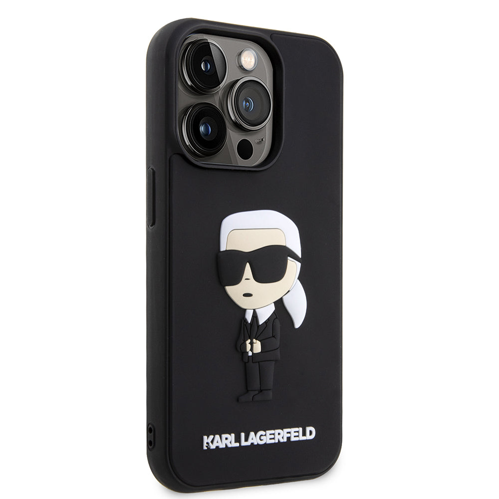 Capa para Apple iPhone 14 Pro, Karl Lagerfeld, 3D Rubber Ikonik Karl, Preta