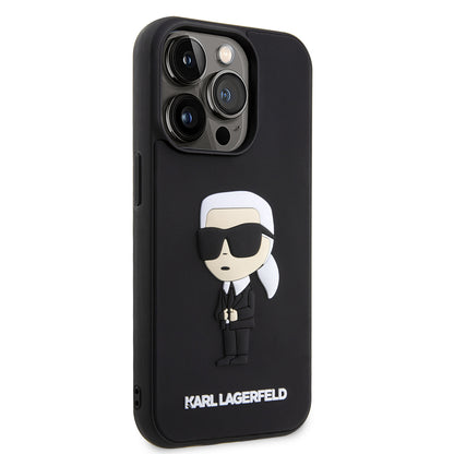Capa para Apple iPhone 14 Pro, Karl Lagerfeld, 3D Rubber Ikonik Karl, Preta