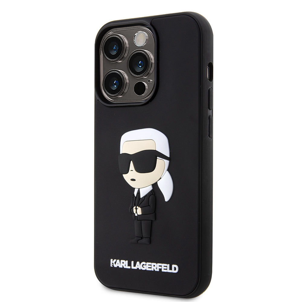 Capa para Apple iPhone 14 Pro, Karl Lagerfeld, 3D Rubber Ikonik Karl, Preta