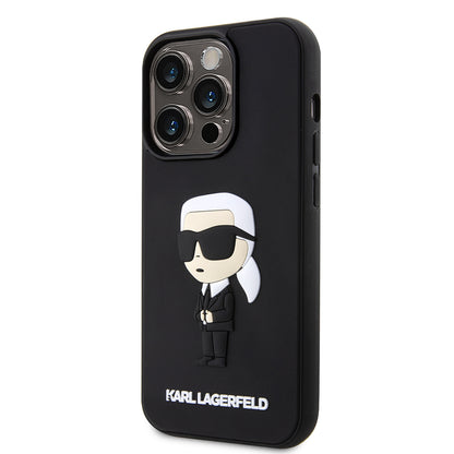 Capa para Apple iPhone 14 Pro, Karl Lagerfeld, 3D Rubber Ikonik Karl, Preta