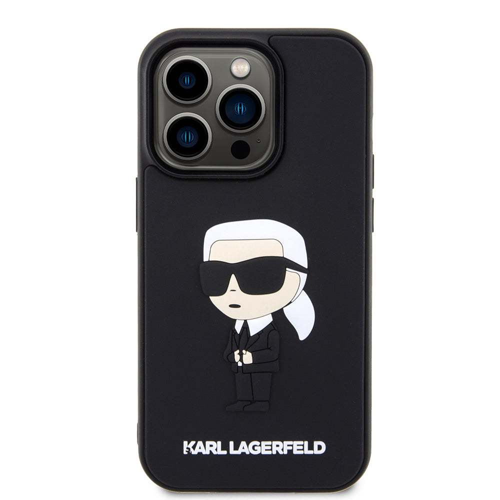 Capa para Apple iPhone 14 Pro, Karl Lagerfeld, 3D Rubber Ikonik Karl, Preta