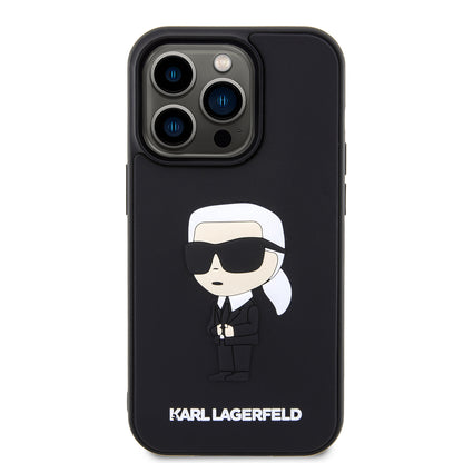 Capa para Apple iPhone 14 Pro, Karl Lagerfeld, 3D Rubber Ikonik Karl, Preta